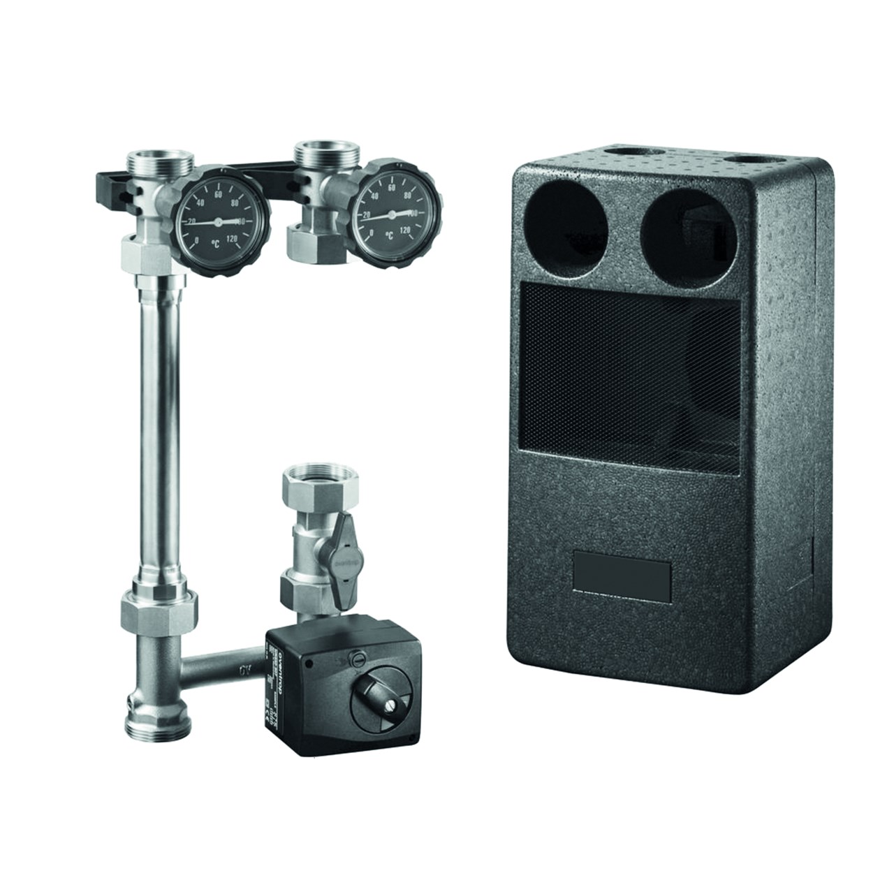 alpha innotec Pompgroep DN 25 met mengventiel voor het verwarmingssysteem met circulatiepomp, afsluitingen, thermometer, aanvoersensor en terugslagklep, niet geschikt voor koeling, PHZM 2