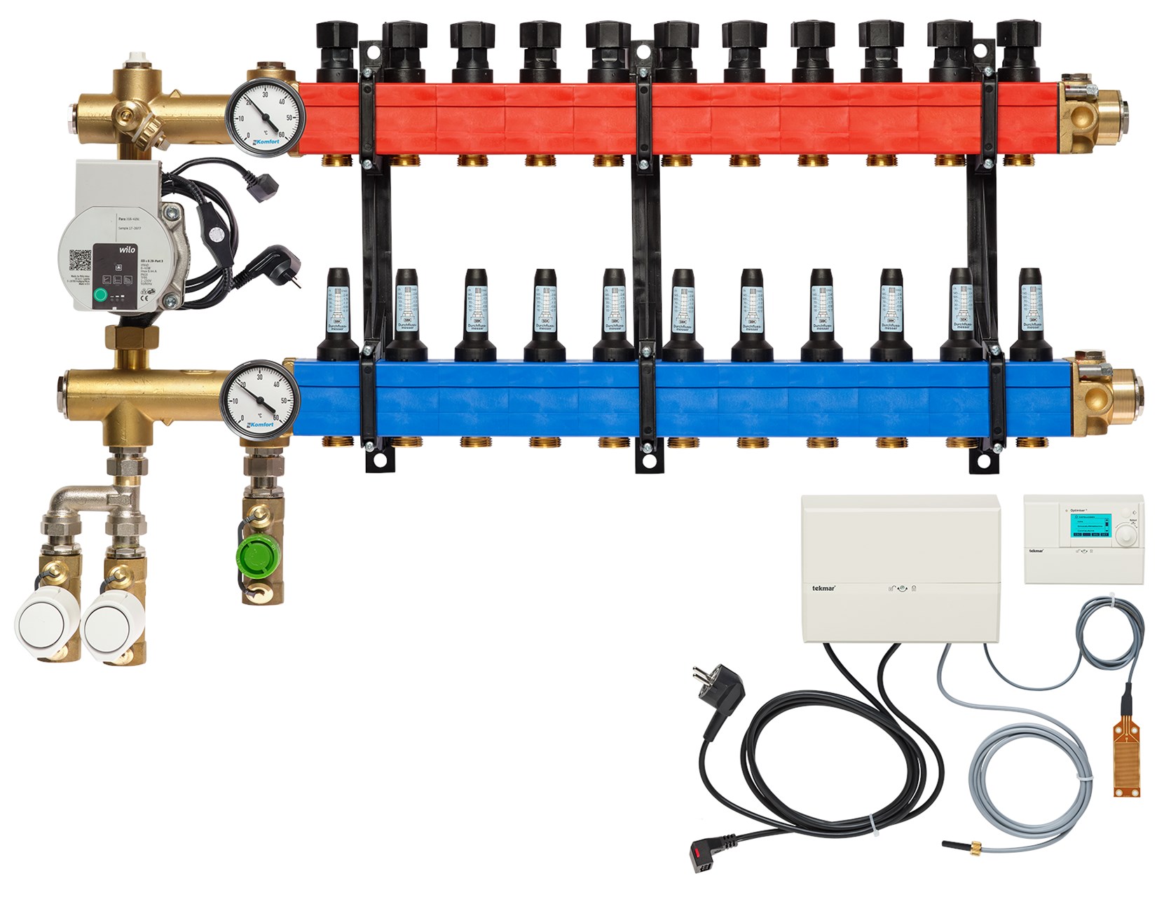 Komfort Verdeler 3-pijps met energiezuinige pomp, 11 groepen