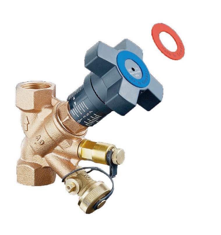 Komfort Voorinstelbaar inregelventiel PN25 DN40 1 1/2" meetnippel & vul-/aftap