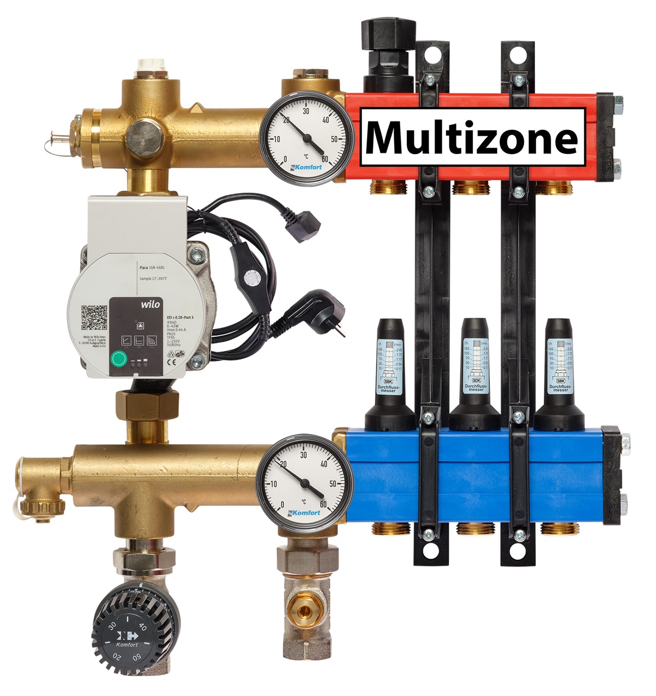 Multizone verdeler met energiezuinige pomp 25 - 135l, 3-groepen