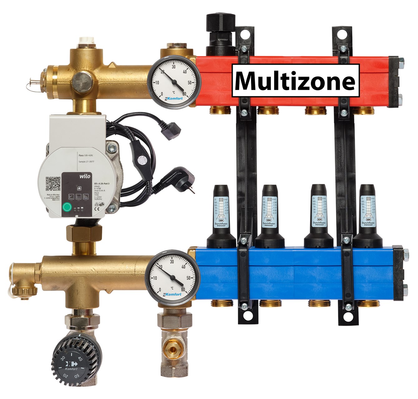 Multizone verdeler met energiezuinige pomp 25 - 135l, 4-groepen