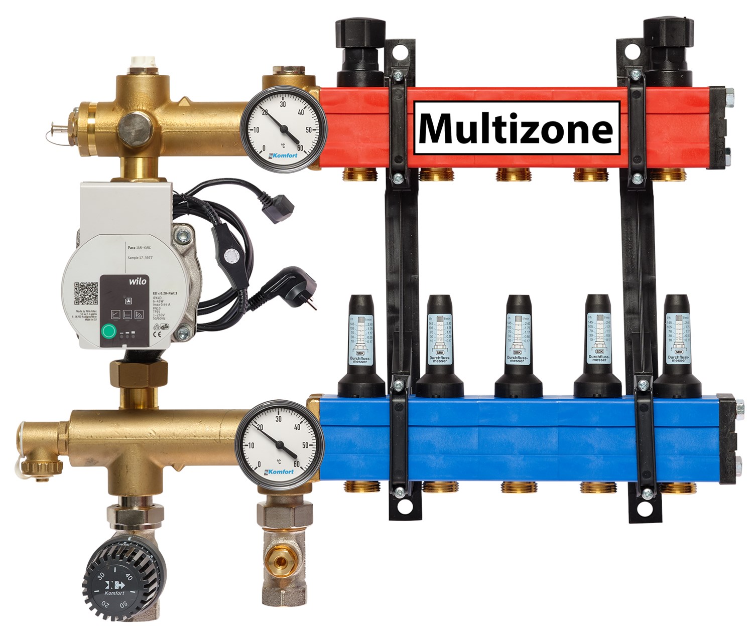 Multizone verdeler met energiezuinige pomp 25 - 135l, 5-groepen