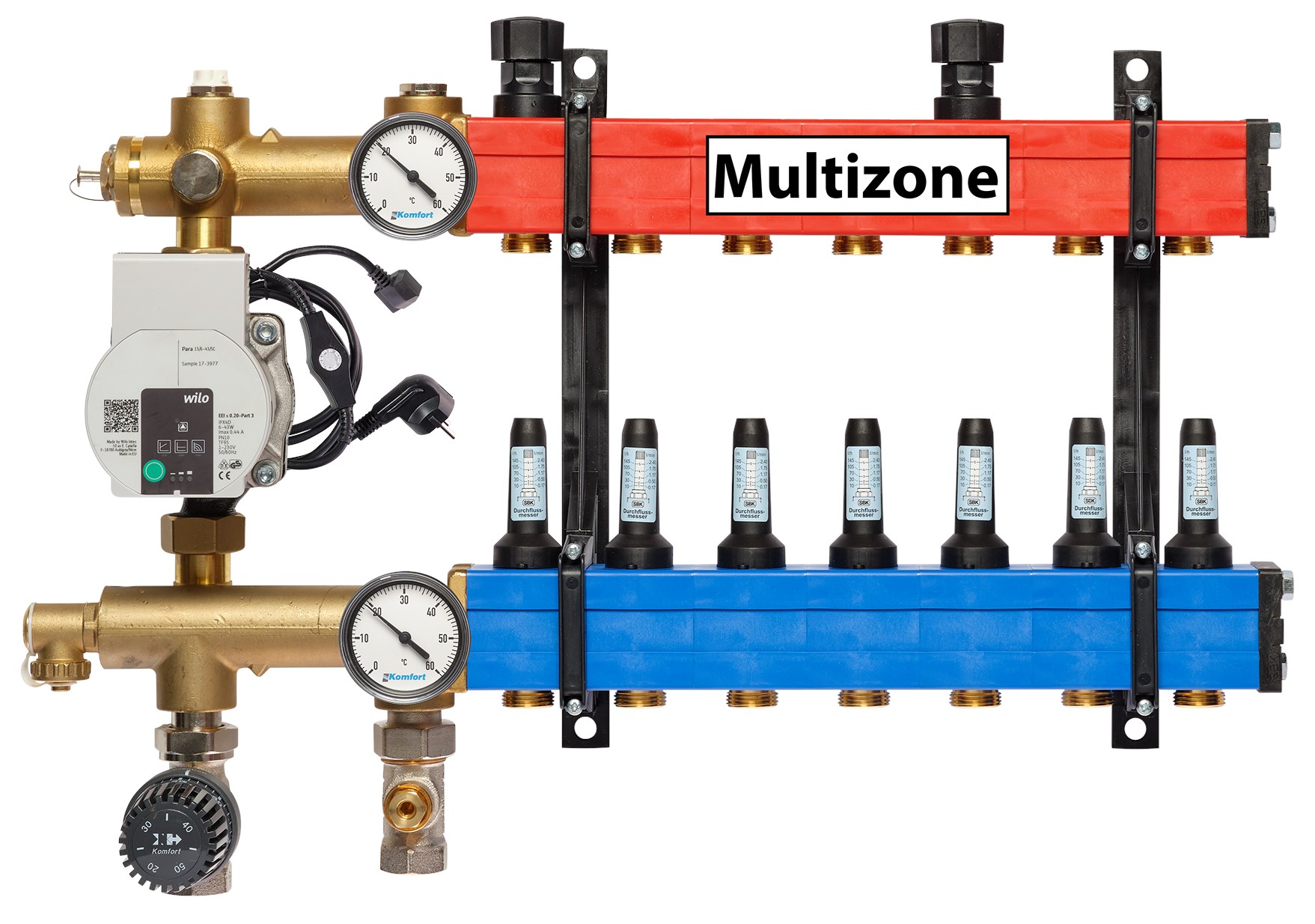 Multizone verdeler met energiezuinige pomp 25 - 135l, 7-groepen