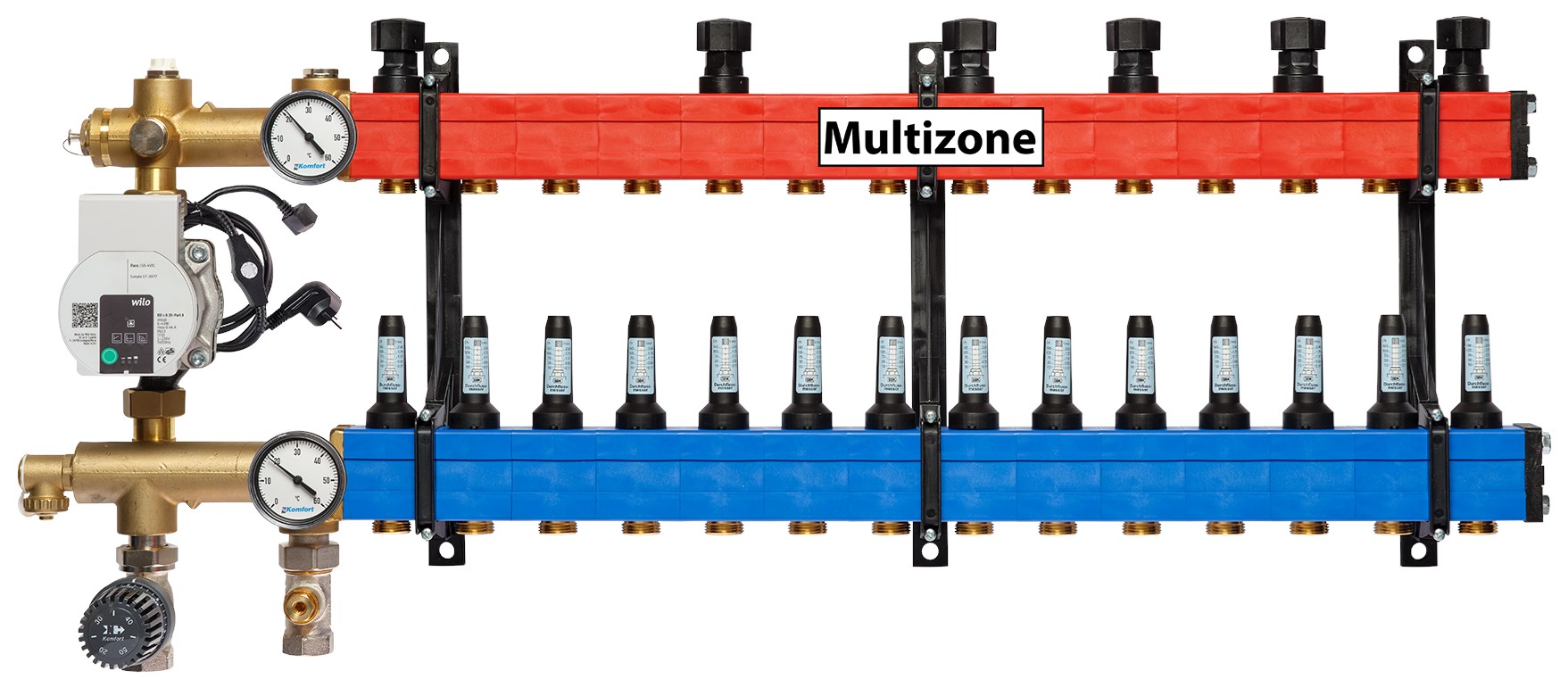 Multizone verdeler met energiezuinige pomp 25 - 135l, 14-groepen