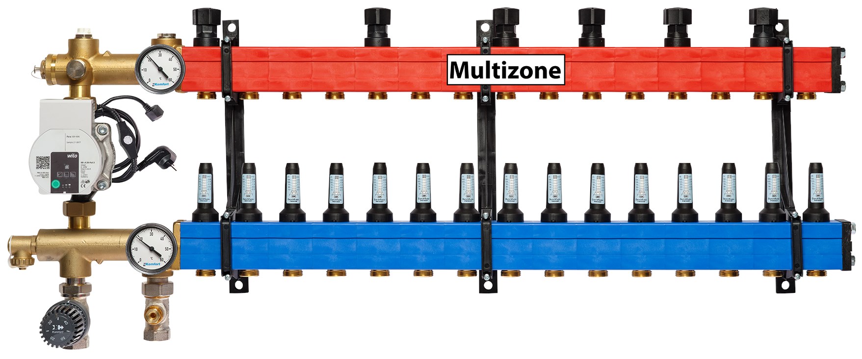 Multizone verdeler met energiezuinige pomp 25 - 135l, 15-groepen