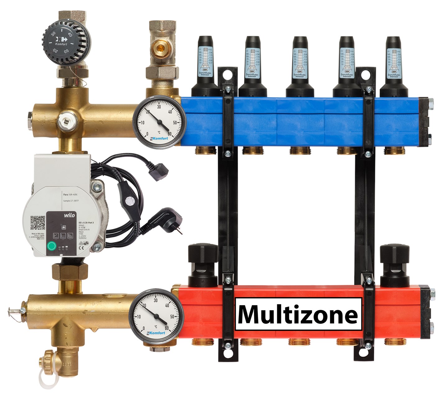 Multizone verdeler met energiezuinige pomp 25 - 135l, 5-groepen