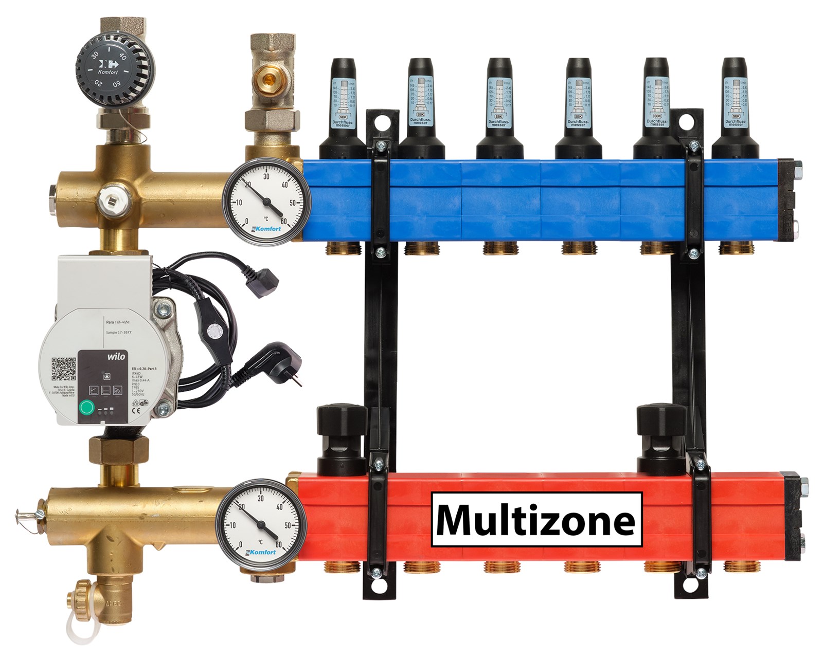 Multizone verdeler met energiezuinige pomp 25 - 135l, 6-groepen