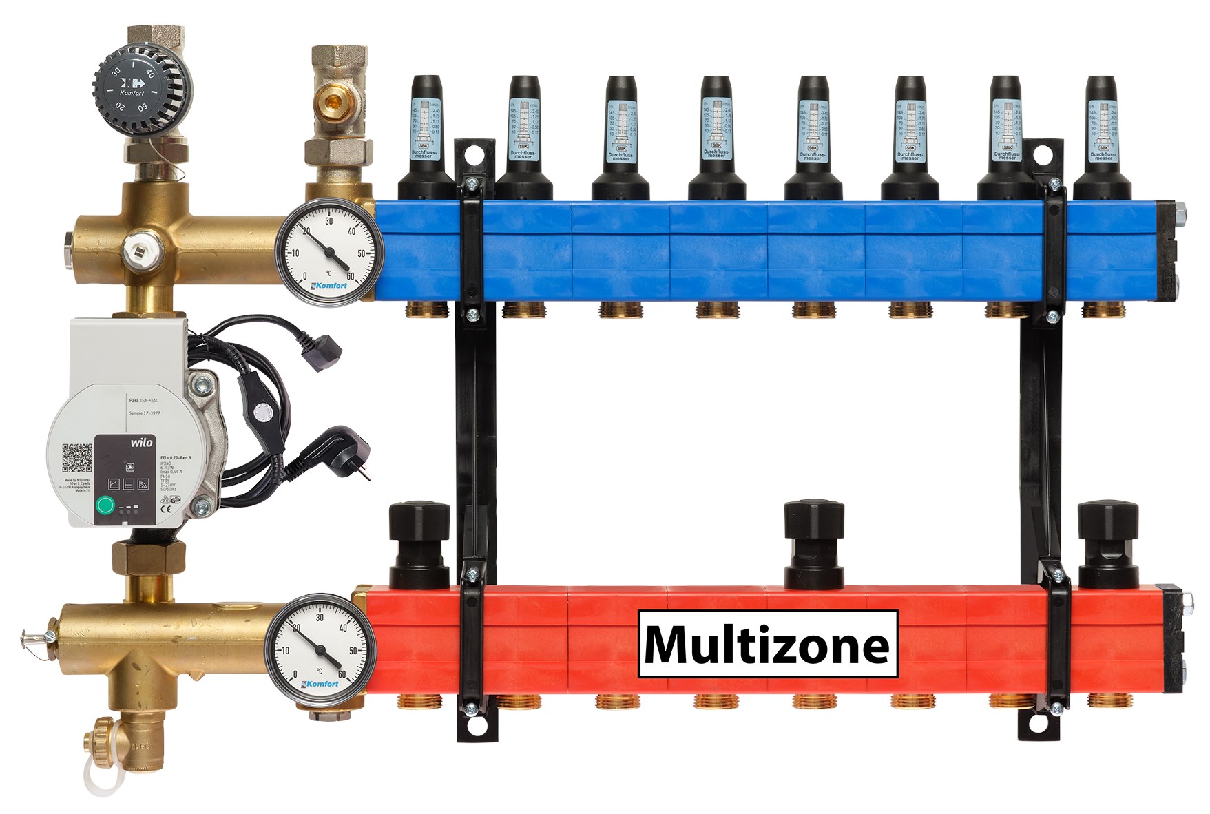 Multizone verdeler met energiezuinige pomp 25 - 135l, 8-groepen