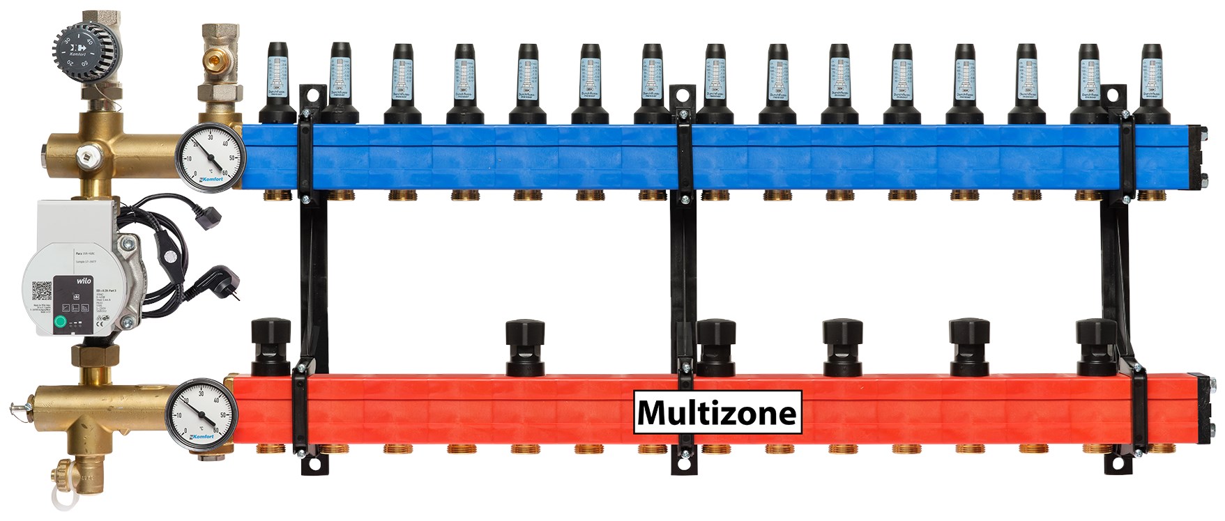 Multizone verdeler met energiezuinige pomp 25 - 135l, 15-groepen