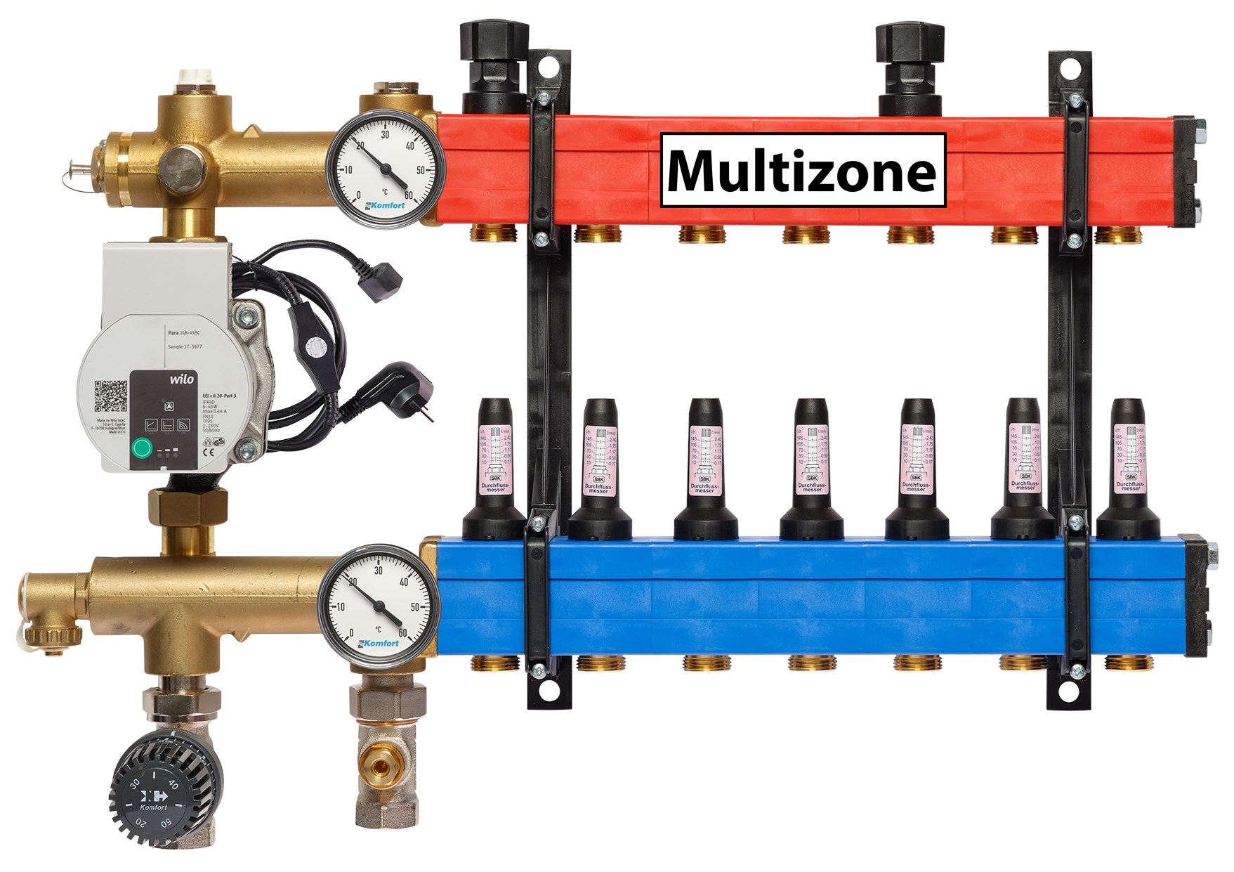Multizone verdeler met energiezuinige pomp 60 - 250l, 7-groepen