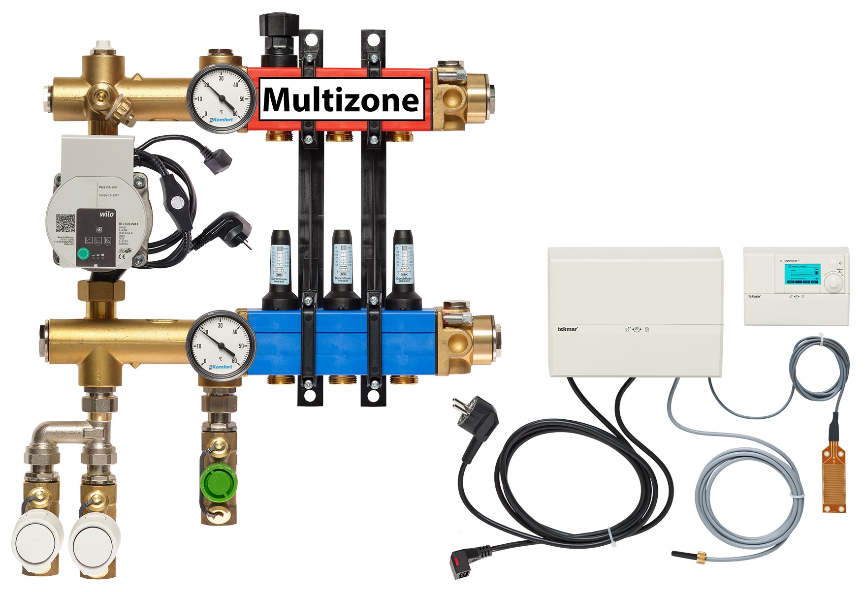 Multizone verdeler, 3-pijps met energiezuinige pomp 3 groepen