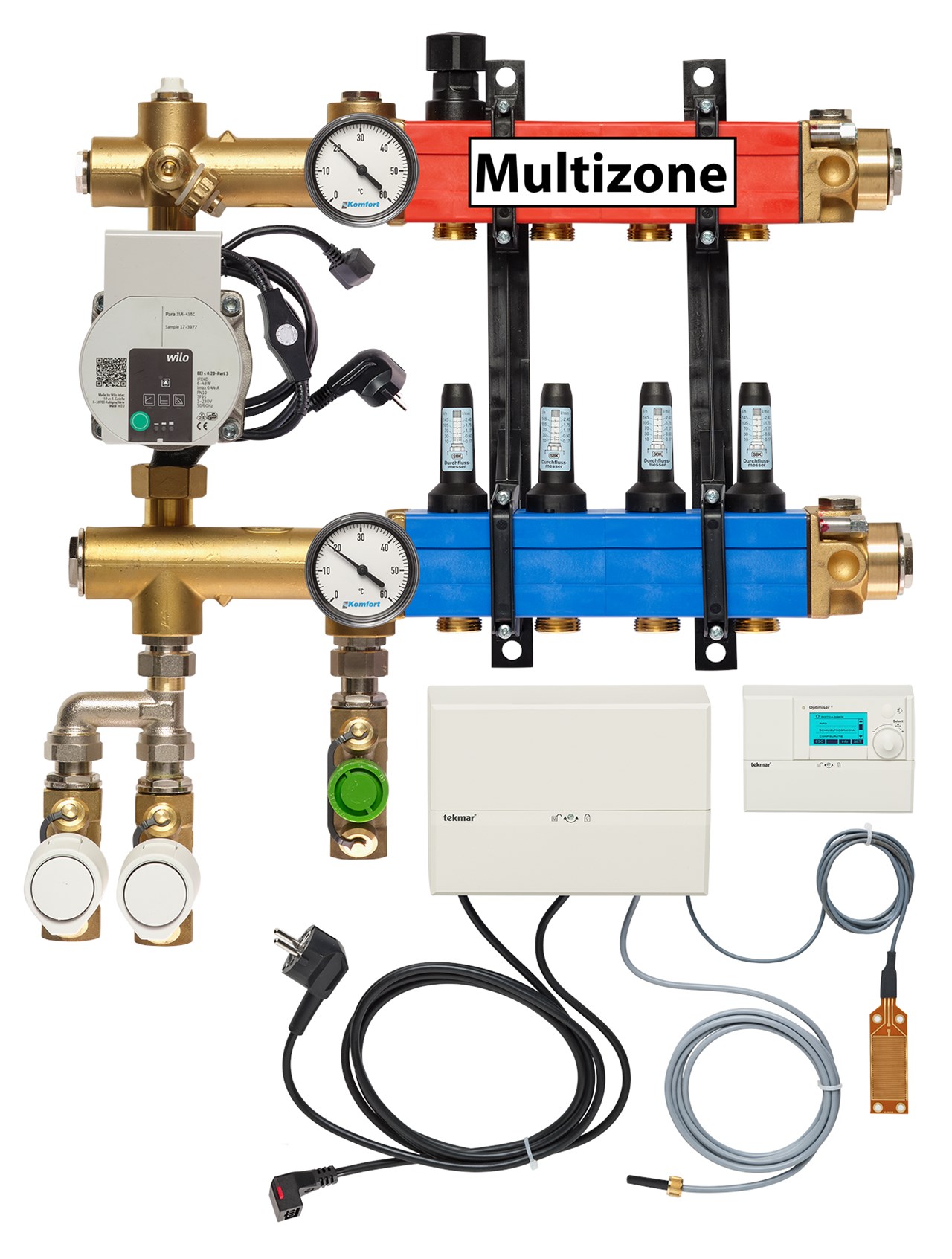 Multizone verdeler, 3-pijps met energiezuinige pomp 4 groepen