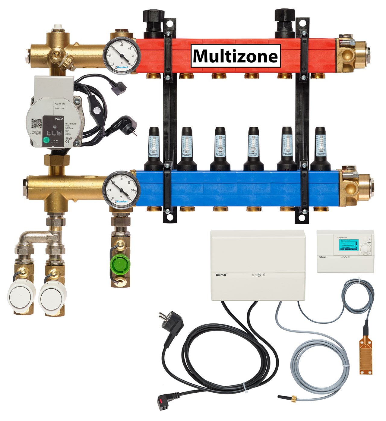 Multizone verdeler, 3-pijps met energiezuinige pomp 6 groepen