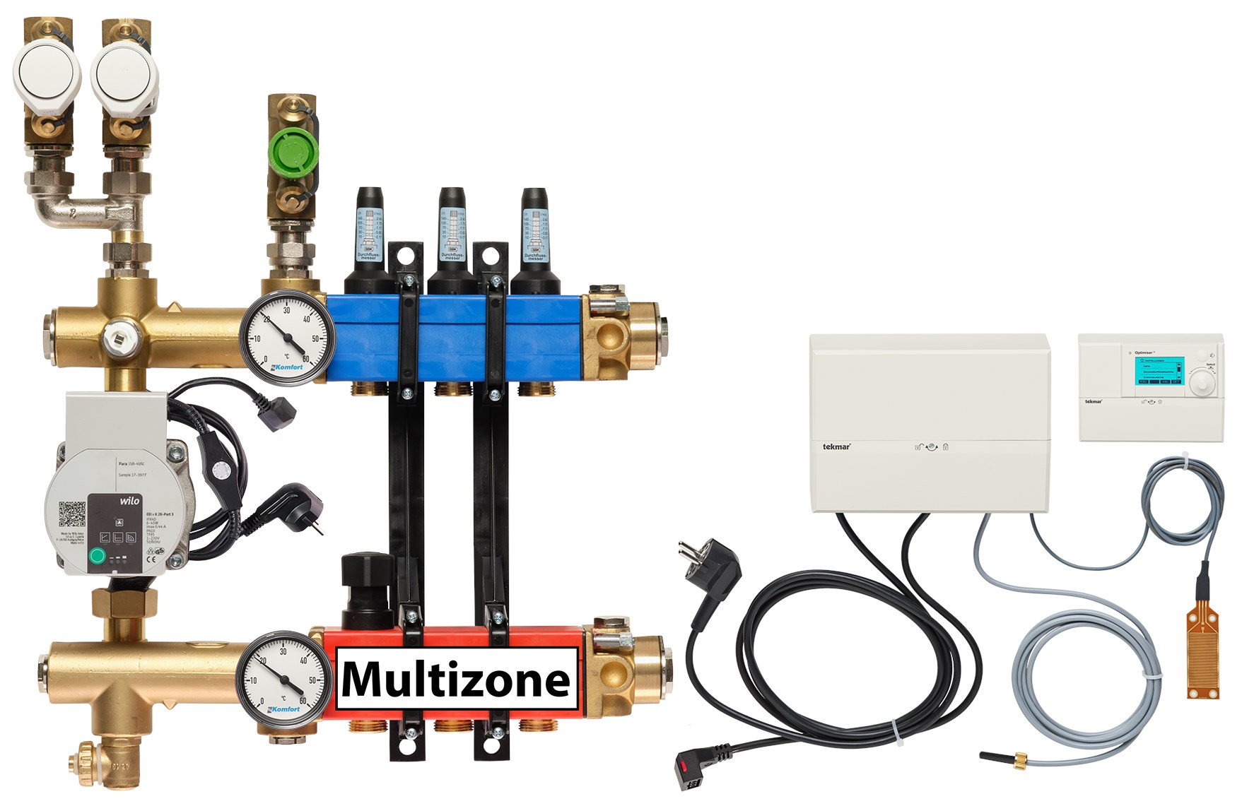 Multizone verdeler, 3-pijps met energiezuinige pomp 3 groepen