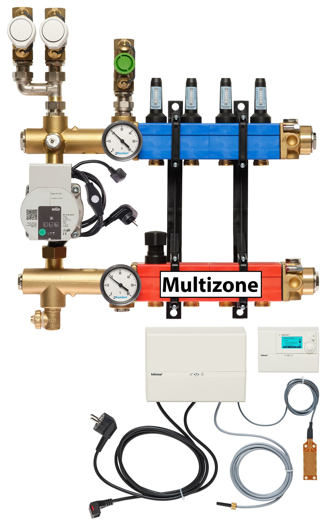 Multizone verdeler, 3-pijps met energiezuinige pomp 4 groepen