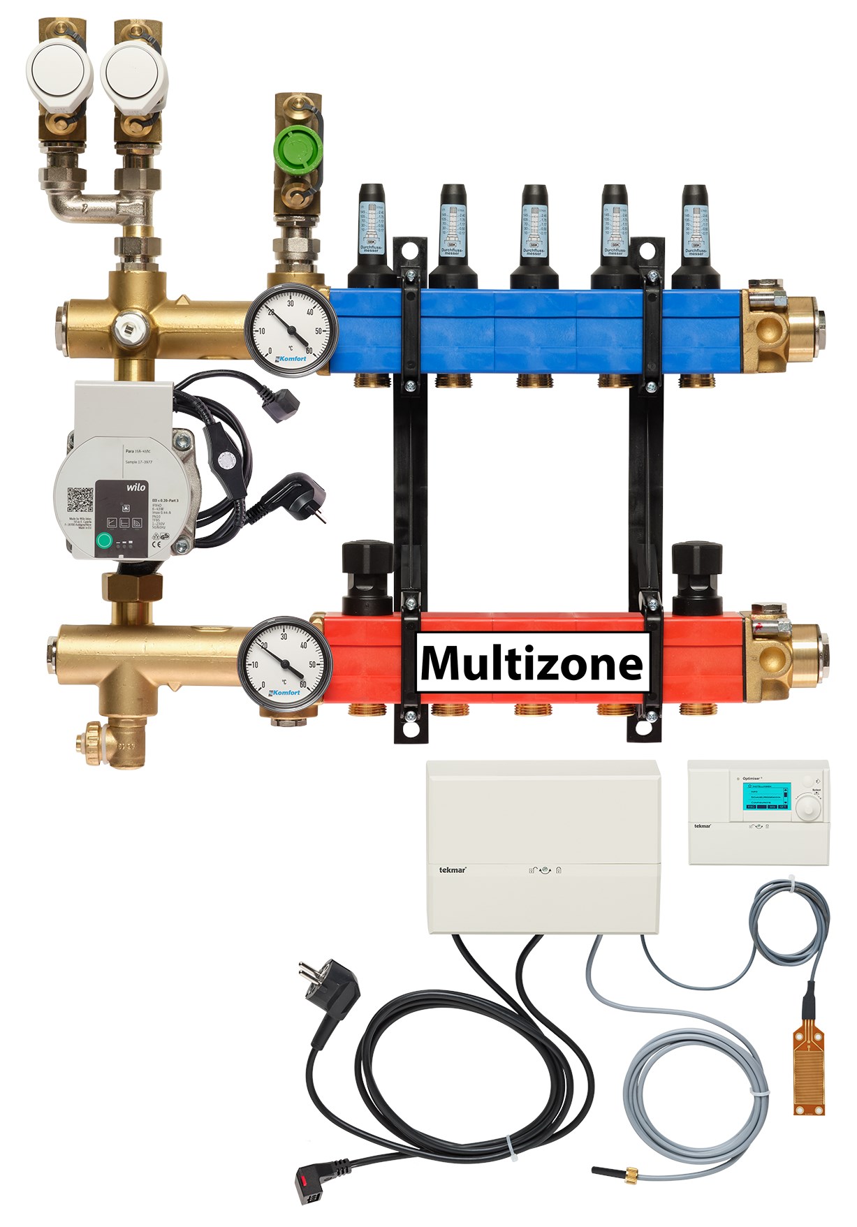 Multizone verdeler, 3-pijps met energiezuinige pomp 5 groepen