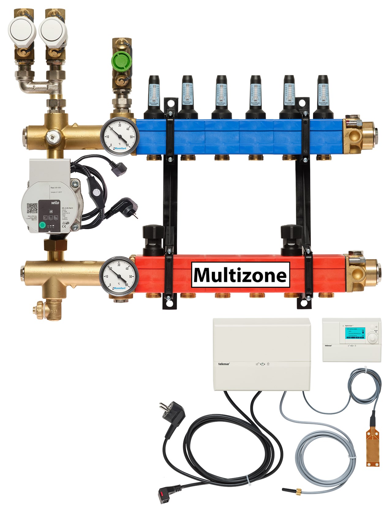 Multizone verdeler, 3-pijps met energiezuinige pomp 6 groepen