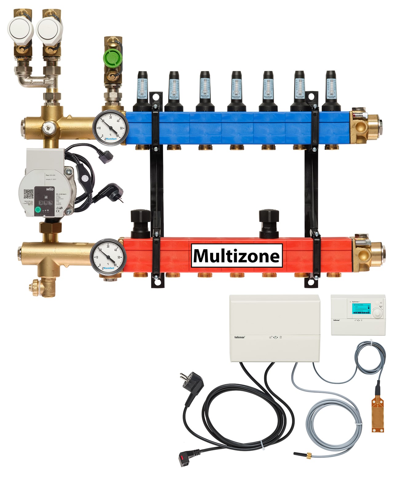 Multizone verdeler, 3-pijps met energiezuinige pomp 7 groepen