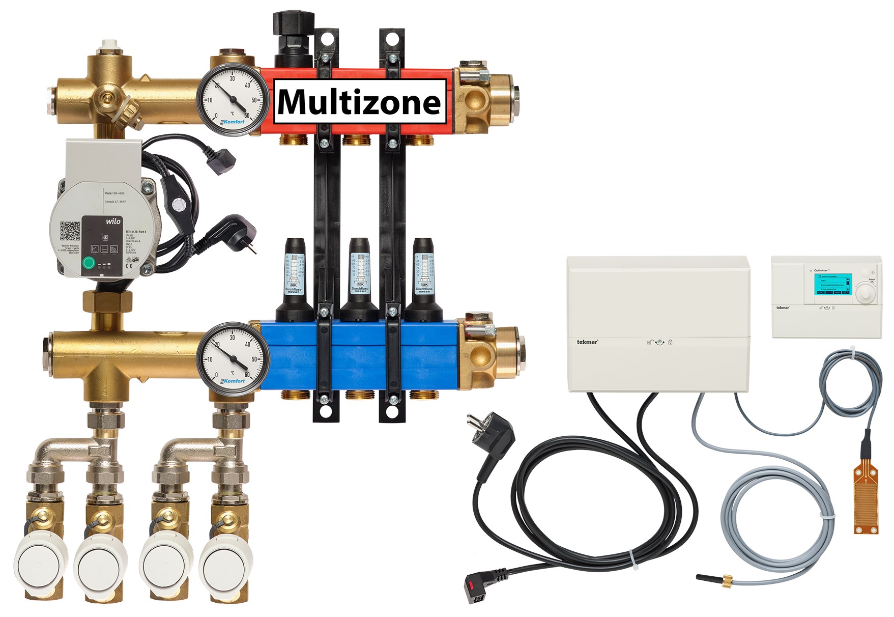 Multizone verdeler, 4-pijps met energiezuinige pomp 3 groepen