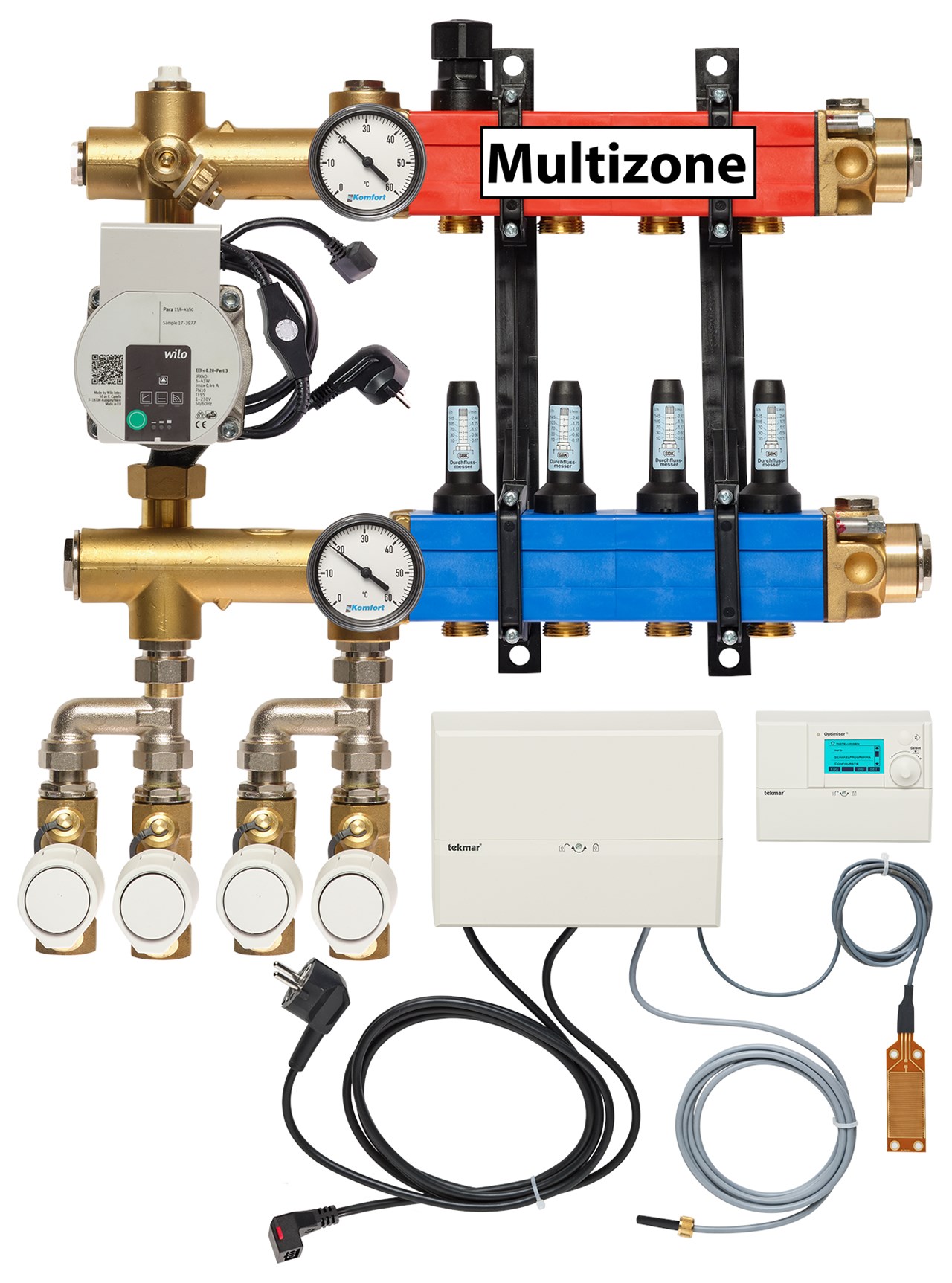 Multizone verdeler, 4-pijps met energiezuinige pomp 4 groepen