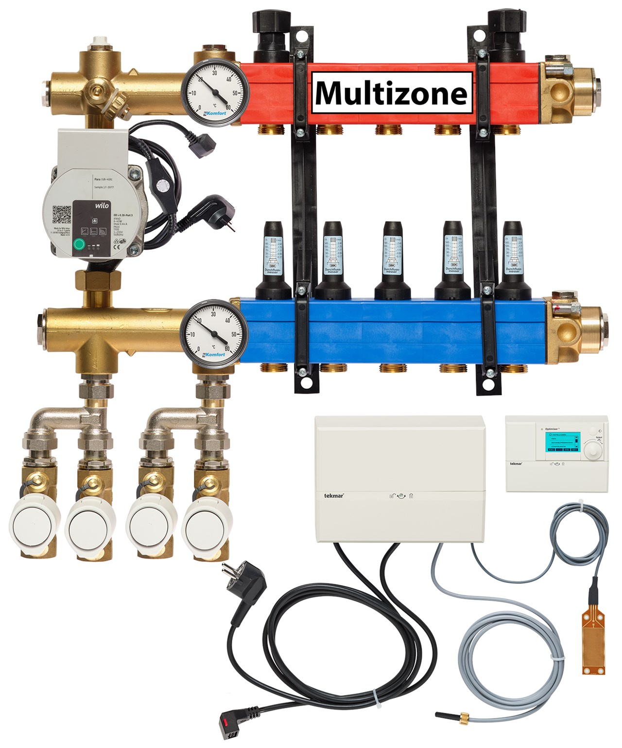 Multizone verdeler, 4-pijps met energiezuinige pomp 5 groepen