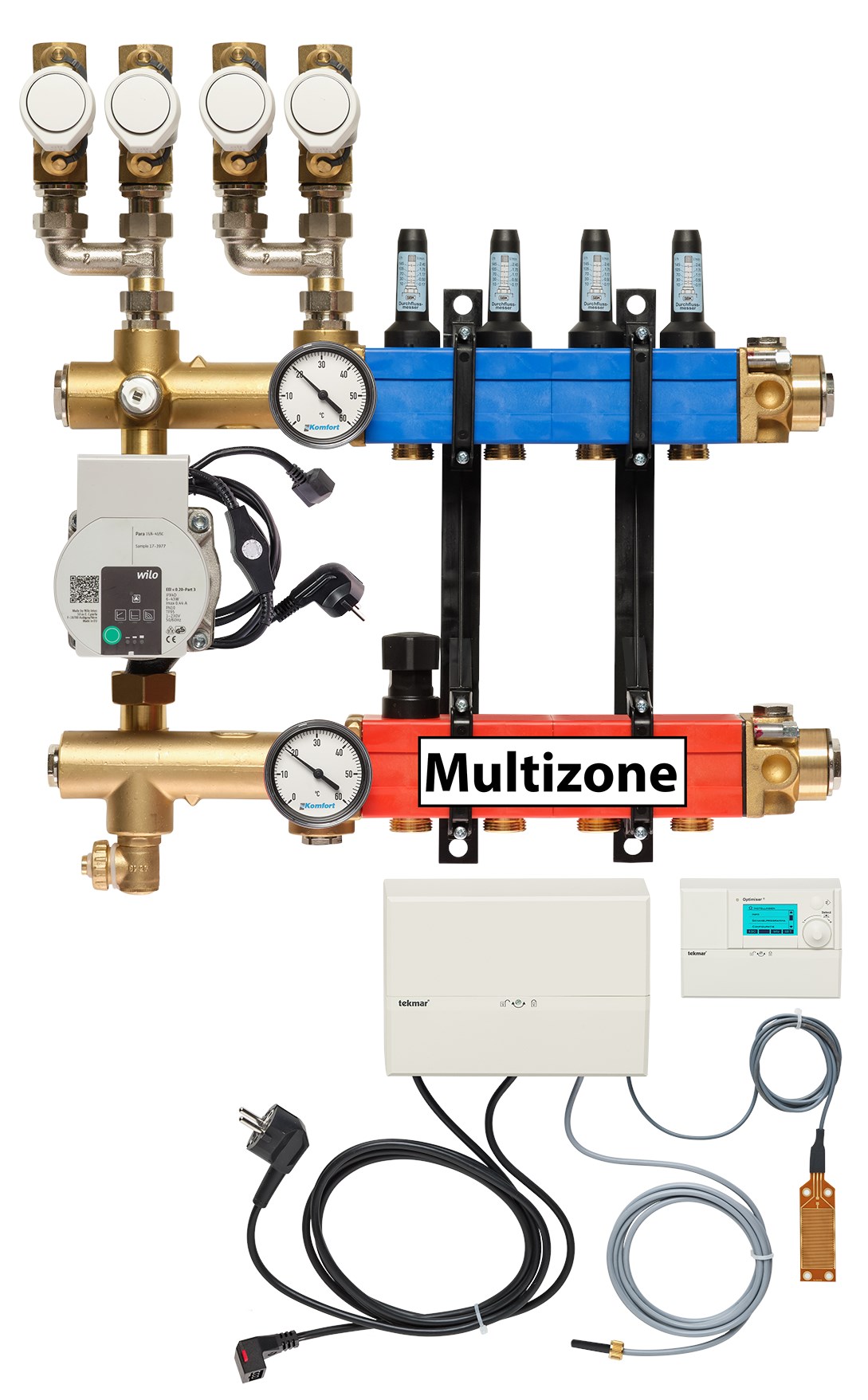 Multizone verdeler, 4-pijps met energiezuinige pomp 4 groepen