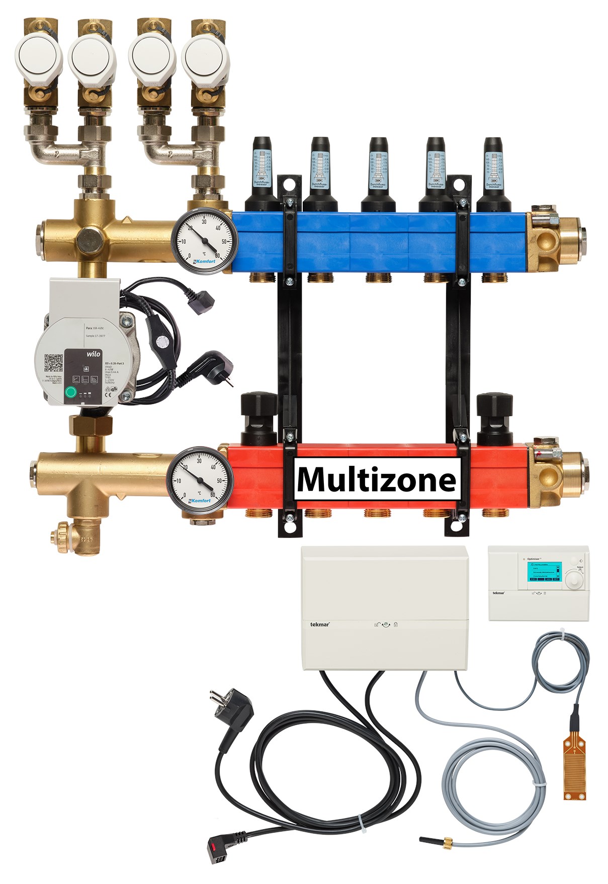 Multizone verdeler, 4-pijps met energiezuinige pomp 5 groepen