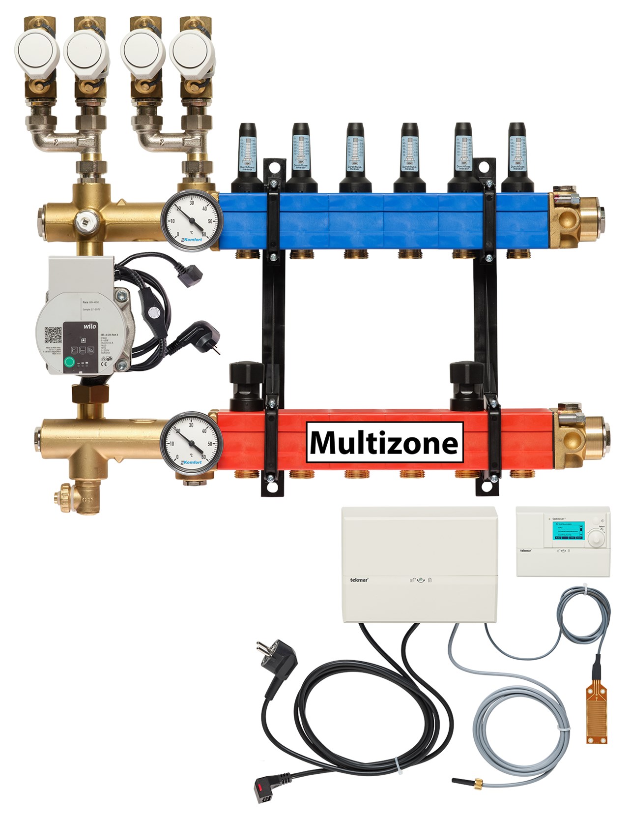 Multizone verdeler, 4-pijps met energiezuinige pomp 6 groepen