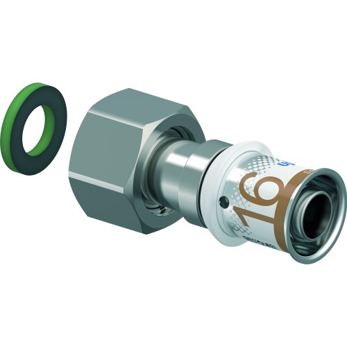 Uponor S-Press PLUS schroefkoppeling met wartel binnendraad 16-G1/2"SN