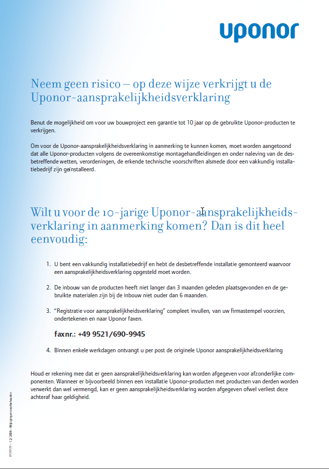 Garantieregeling Uponor